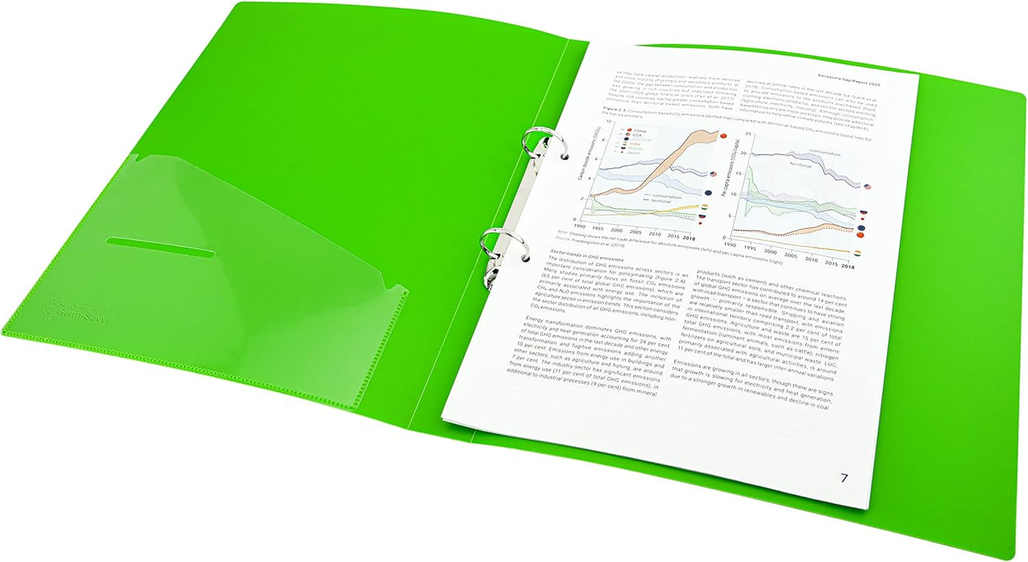 Rapesco 1662 2-Ring Binder with Antibacterial Protection, 35 mm Spine, A4, Green, Pack of 4