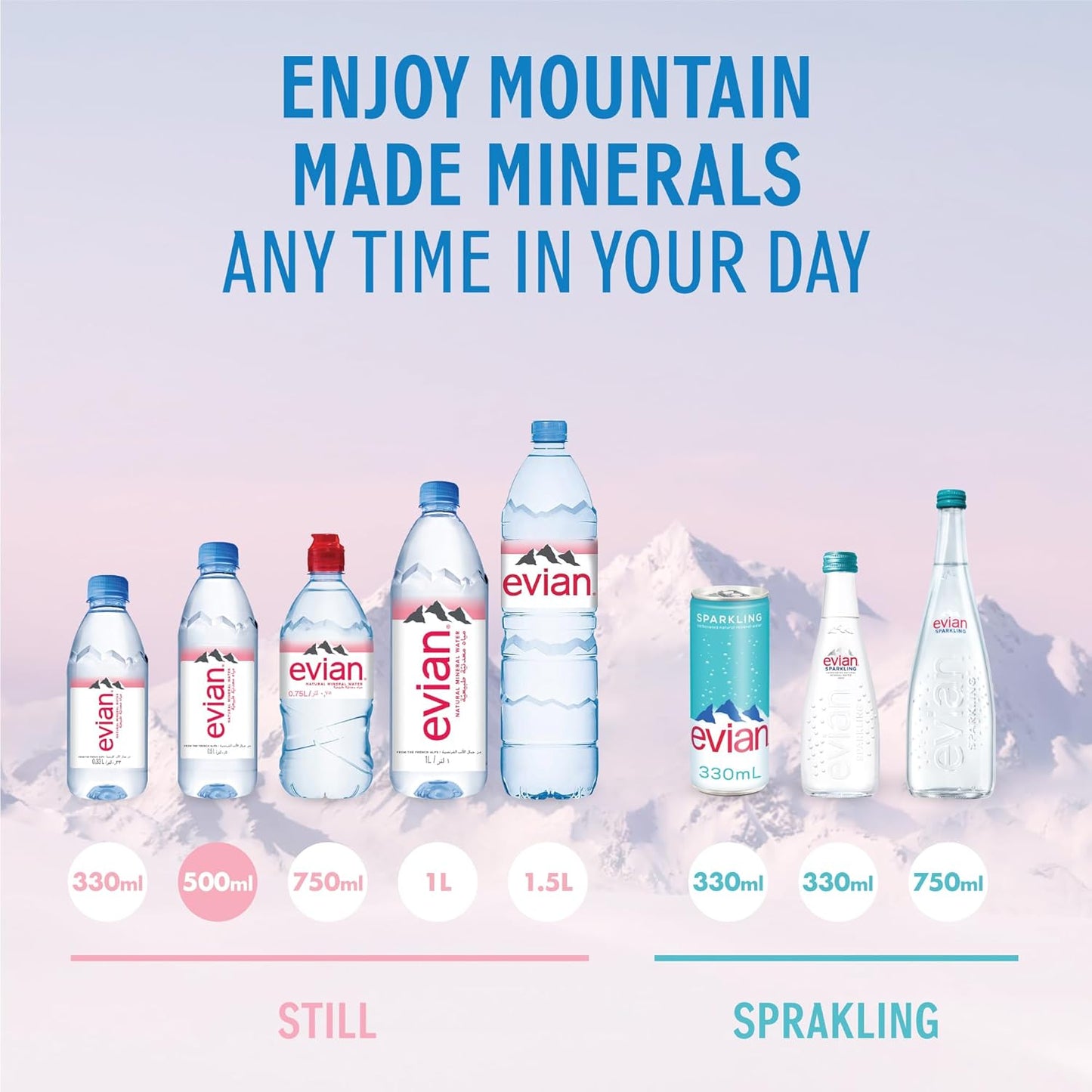Evian Prestige Mineral Water 24 Bottles 500 ml