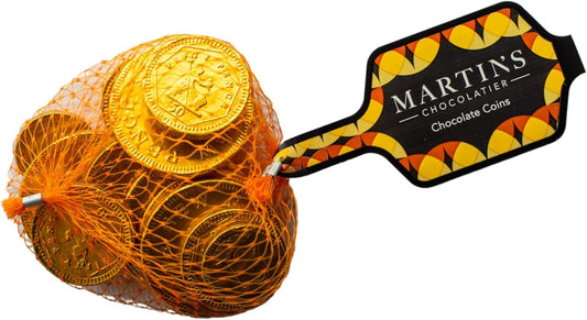 Martins Chocolatier Chocolate Coins (5 Nets) | Net of Milk Chocolate Coins | Belgian Chocolate Gift