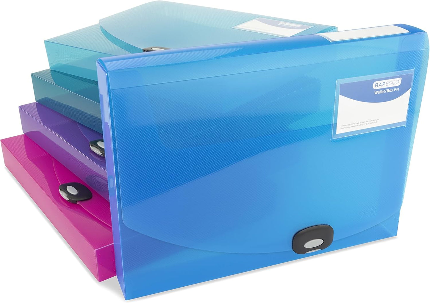 Rapesco 1690 Rigid Box File, 40 mm Spine, A4, Transparent Assorted Colours, Pack of 5