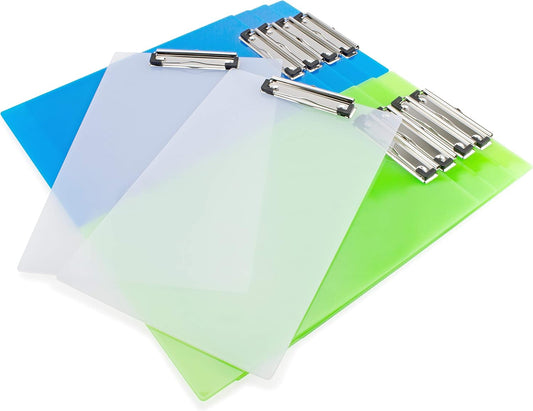 Rapesco 1519 Business Pack: 10 Frosted Transparent Clipboards, A4+, Assorted Colours