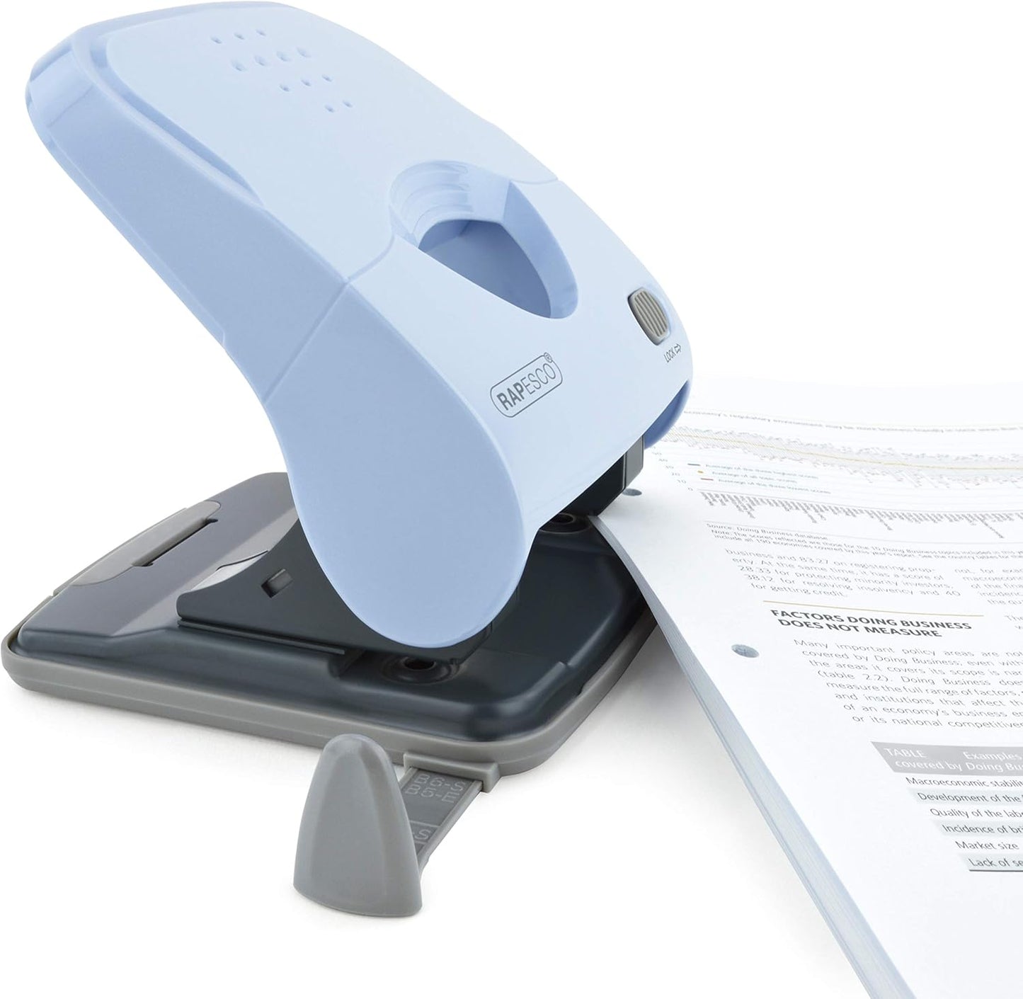 Rapesco 1528 X5-40ps Less Effort 2 Hole Punch, 40 Sheet Capacity, Powder Blue