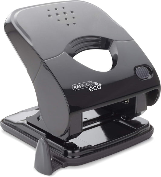 Rapesco 1523 ECO X5-30ps Less Effort 2 Hole Punch, 30 Sheet Capacity, Black