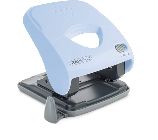 Rapesco 1528 X5-40ps Less Effort 2 Hole Punch, 40 Sheet Capacity, Powder Blue