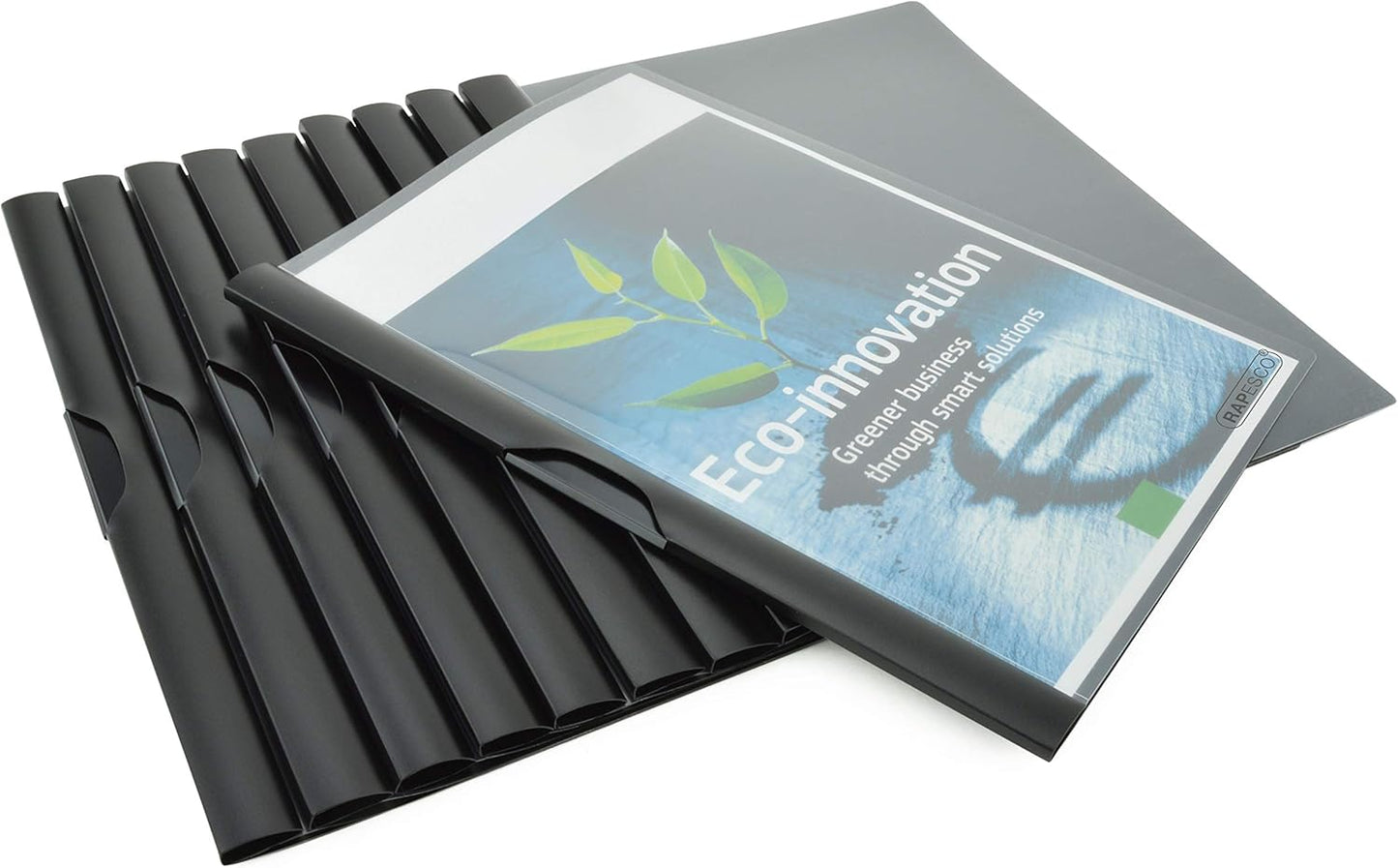 Rapesco 1595 ECO Clip Report Folder, A4, Black, Pack of 10