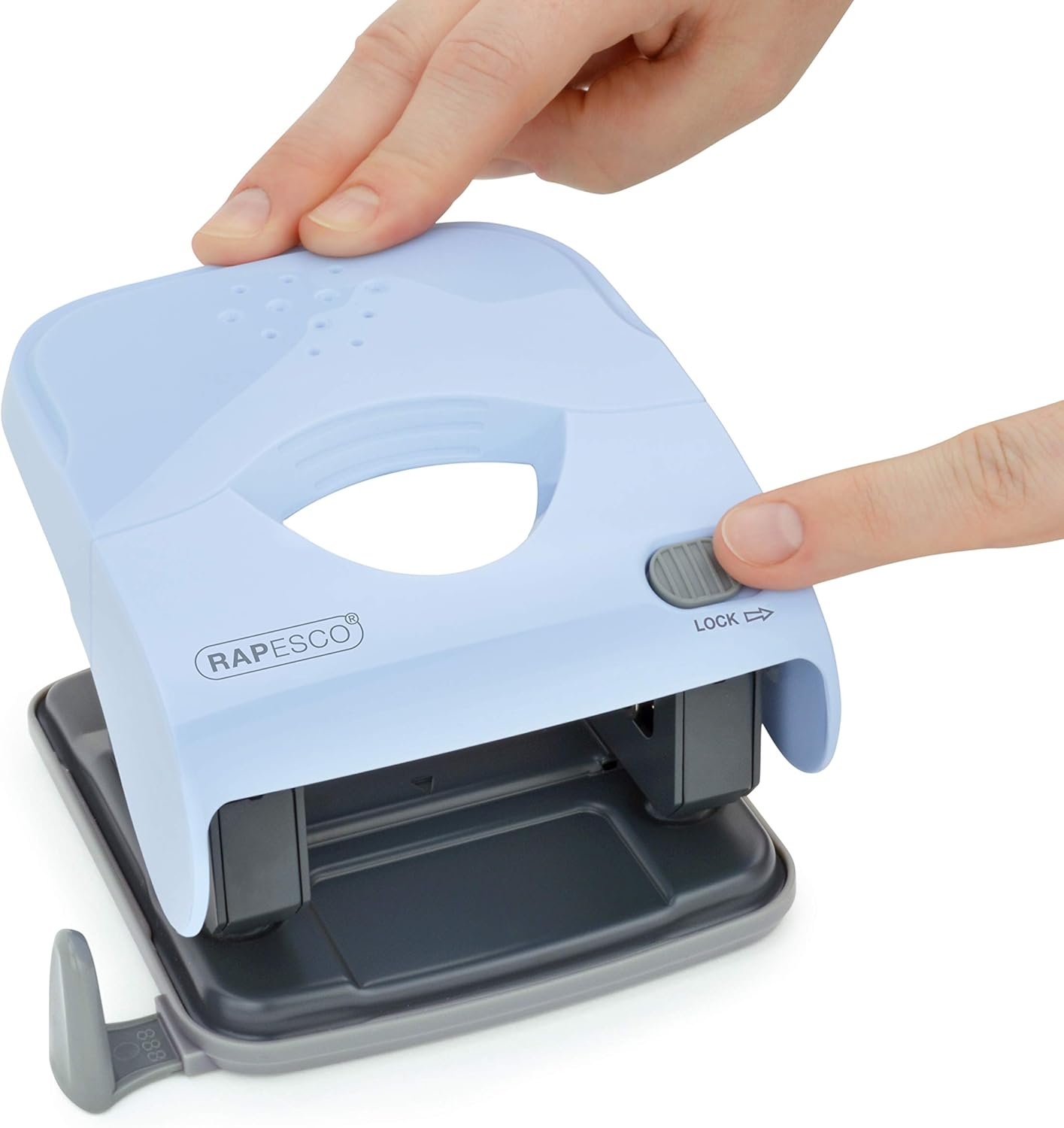 Rapesco 1528 X5-40ps Less Effort 2 Hole Punch, 40 Sheet Capacity, Powder Blue