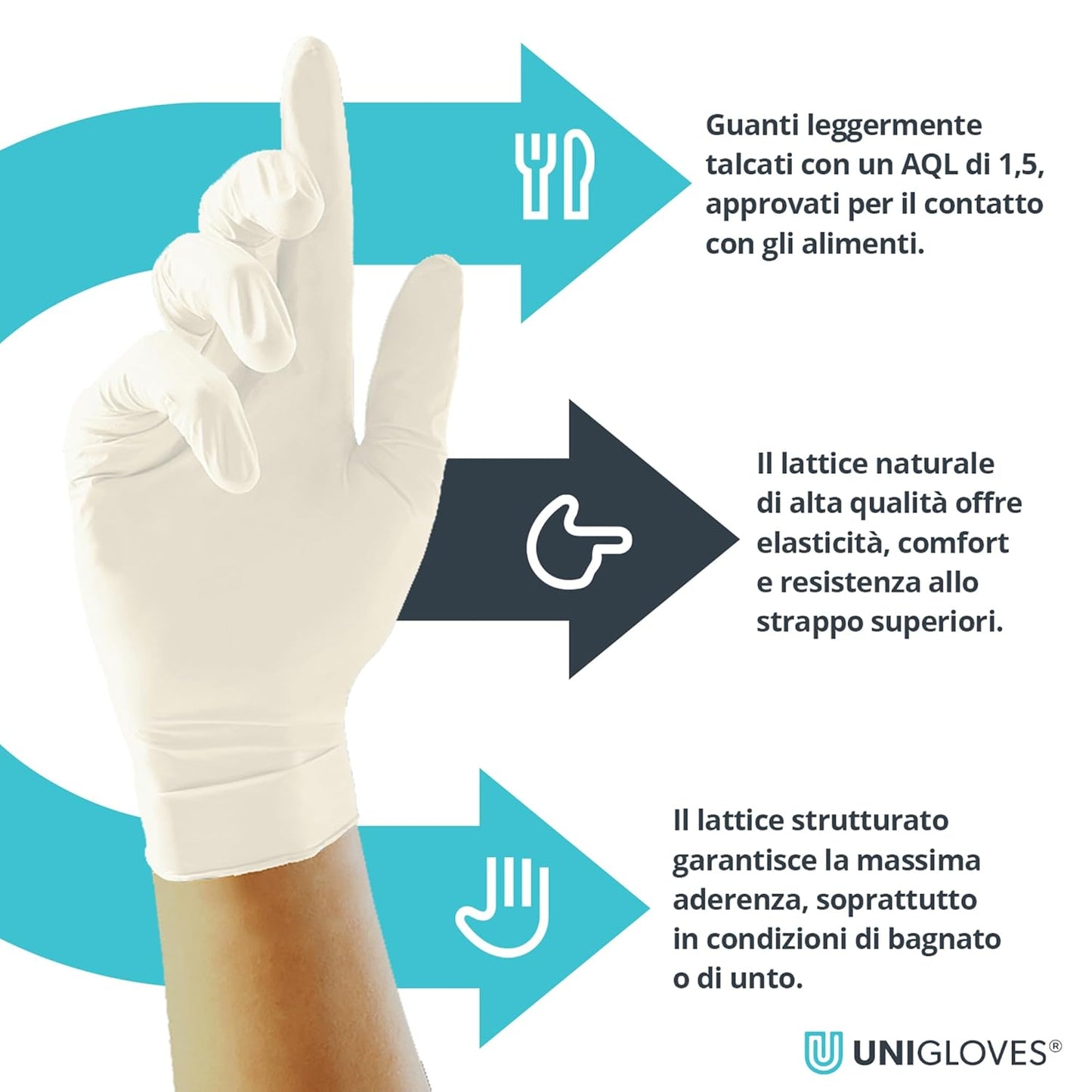 Unigloves Unicare Latex GS0021 Single Use - Multipurpose, Lightly Powdered Disposable Gloves, Box of 100 Gloves, Natural, Extra Small,White