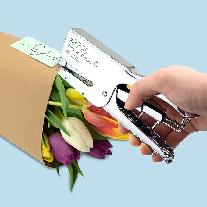 Rapesco R81000A3 Porpoise Classic Stapling Plier, 45 Sheet Capacity, Chrome