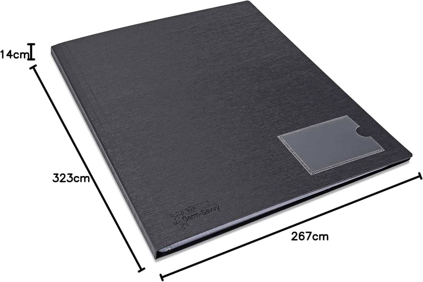 Rapesco 1648 Germ-Savvy Antibacterial, Hardcover Polypropylene Presentation Folder 12 Pockets A4, Black