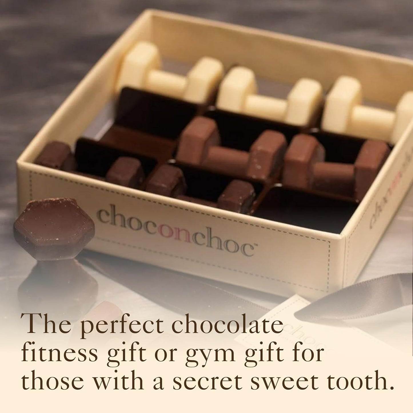 Choc On  Chocolate Dumbbells | Handmade Belgian White, Milk, and Dark Chocolate - 70g - Unique Gift Idea for Fitness Enthusiasts & Chocolate Lovers | Premium Quality Ingredients