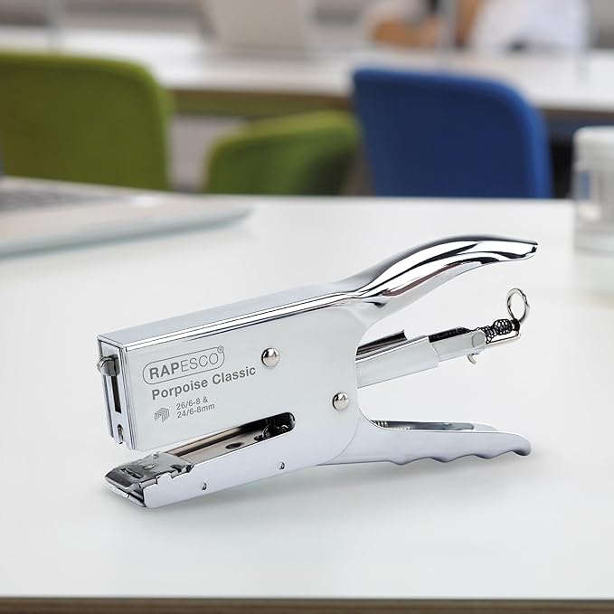 Rapesco R81000A3 Porpoise Classic Stapling Plier, 45 Sheet Capacity, Chrome