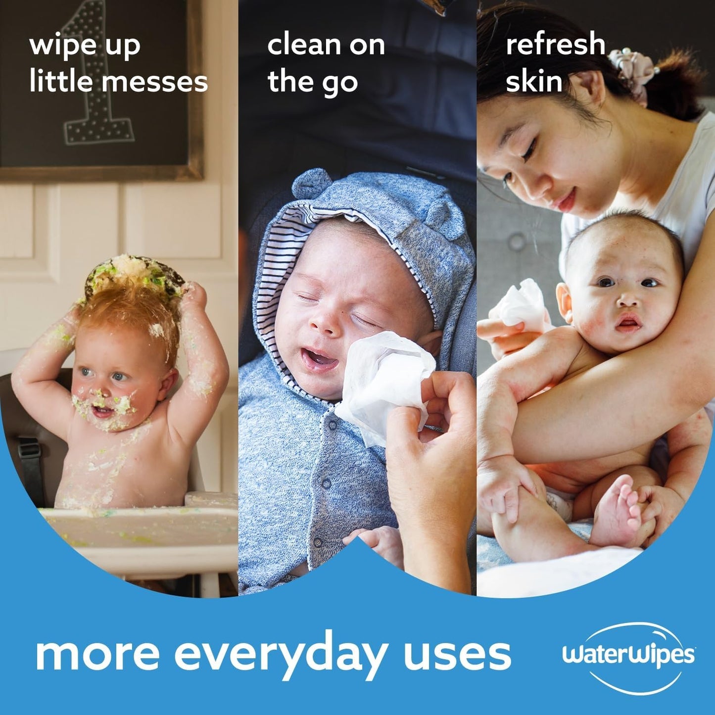 WaterWipes Plastic-Free Original Baby Wipes, 360 Count (6 packs), 99.9% Water Based Wipes, Unscented for Sensitive Skin