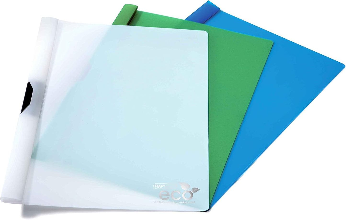 Rapesco 1100 ECO Clip Report Folder, A4, Assorted Colours, Pack of 10