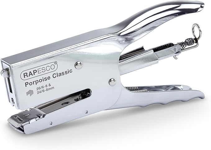 Rapesco R81000A3 Porpoise Classic Stapling Plier, 45 Sheet Capacity, Chrome