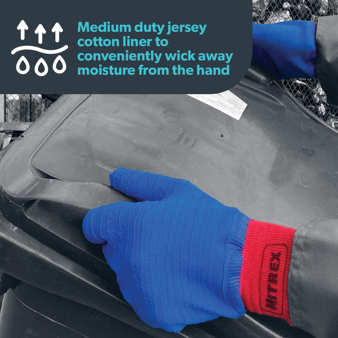 Nitrex 275BG Work and Safety Gloves, Bag of 10 Pairs, Size 8 - B Rated Cut Resistant Gloves with Full Latex Coating and Santized Odour Control