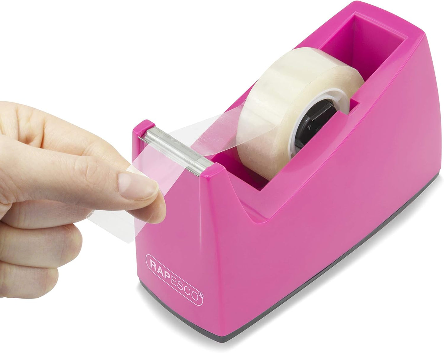 Rapesco 1621 300 Tape Dispenser and 4 Tape Rolls, Hot Pink