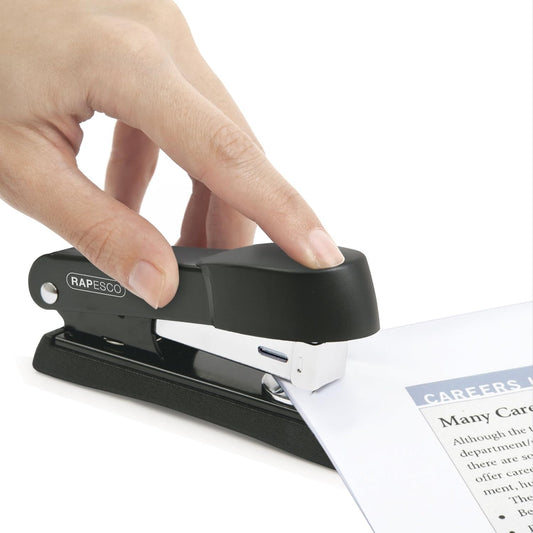 Rapesco A52600B3 Minno Half Strip Stapler, 20 Sheet Capacity, Black