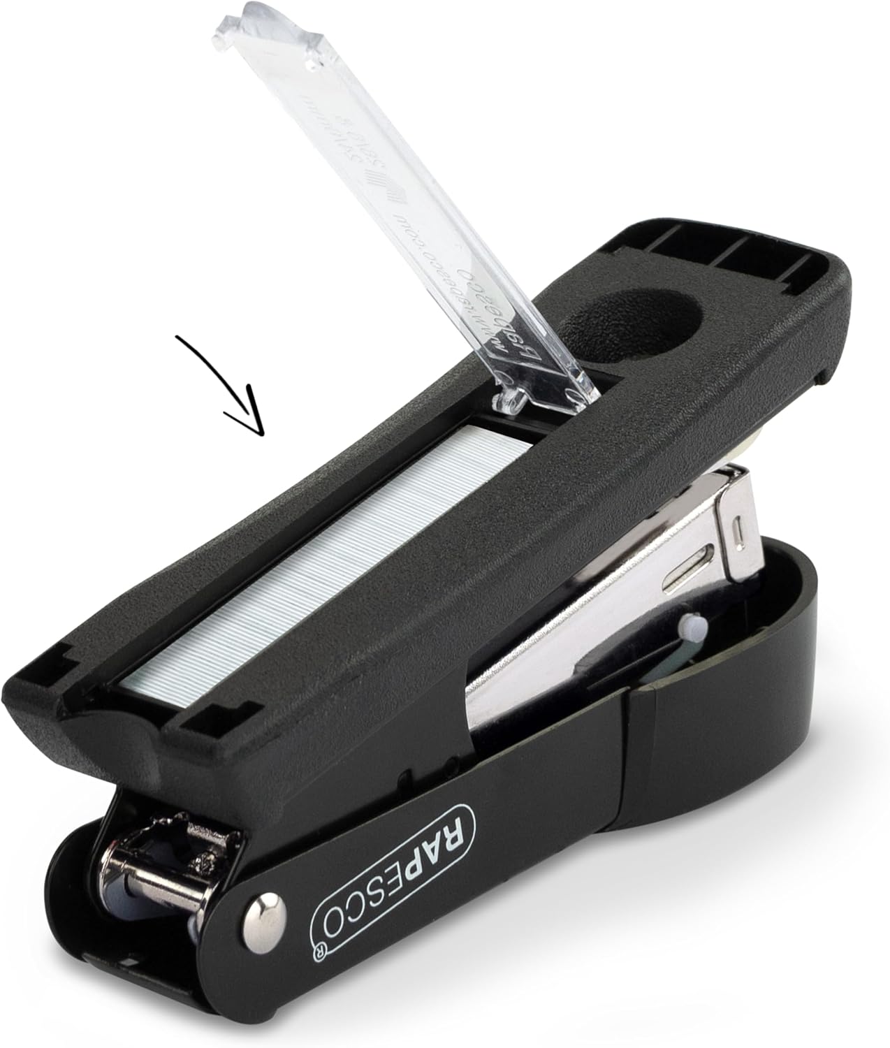 Rapesco A52600B3 Minno Half Strip Stapler, 20 Sheet Capacity, Black