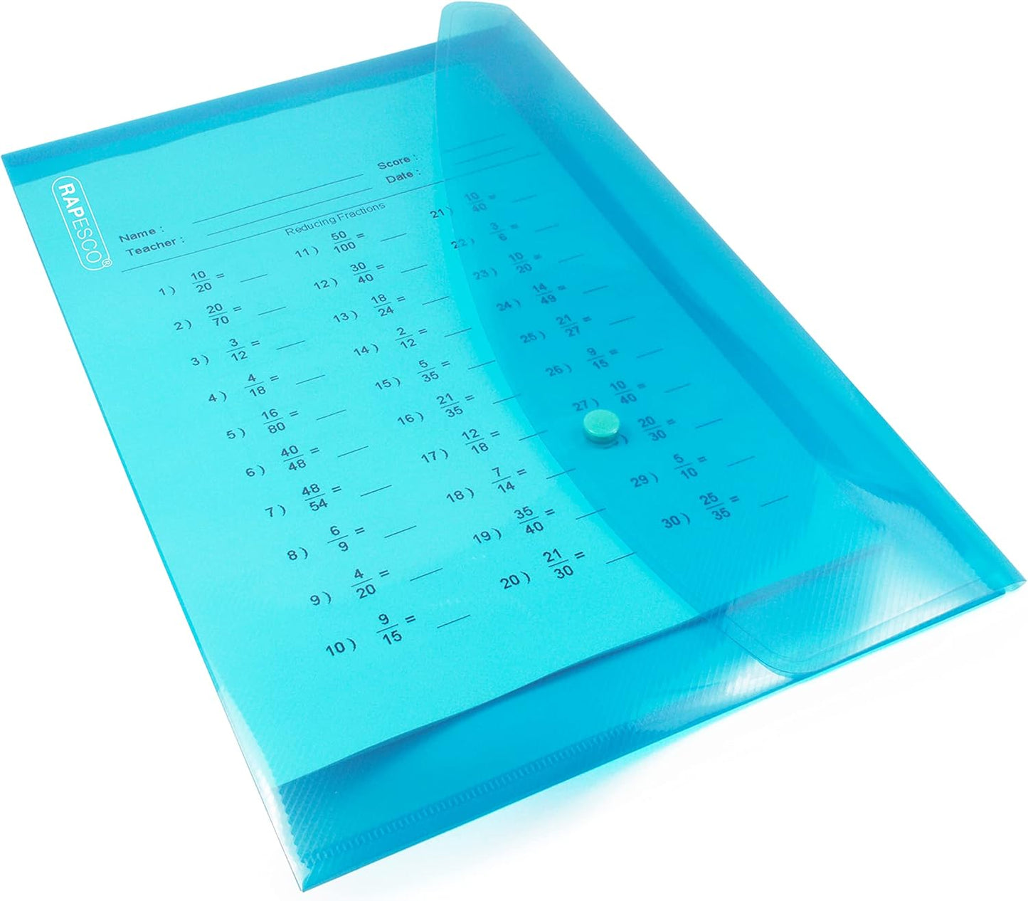 Rapesco 1680 Popper Wallets, A5, Assorted Transparent Colours, Pack of 40