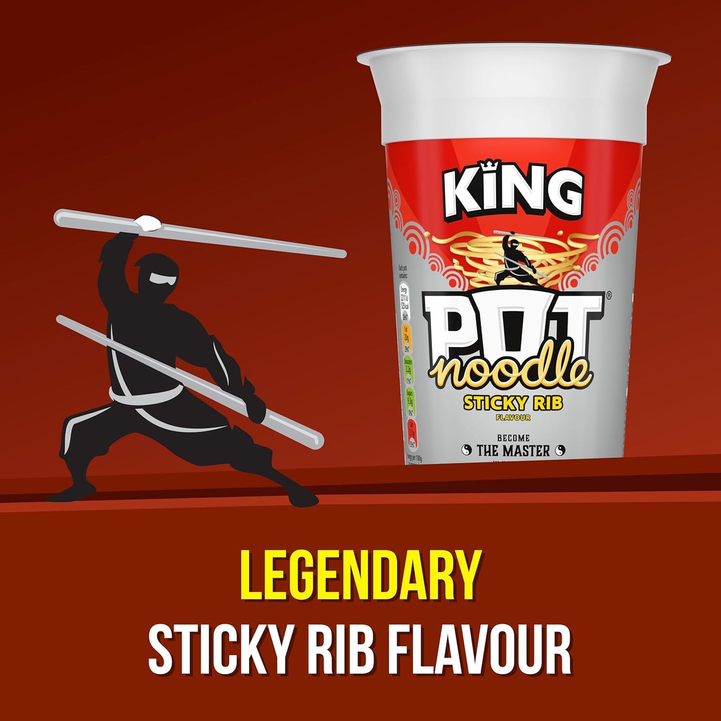 Pot Noodle Sticky Rib King Pot instant vegan* snack quick to make noodles 12x 114 g