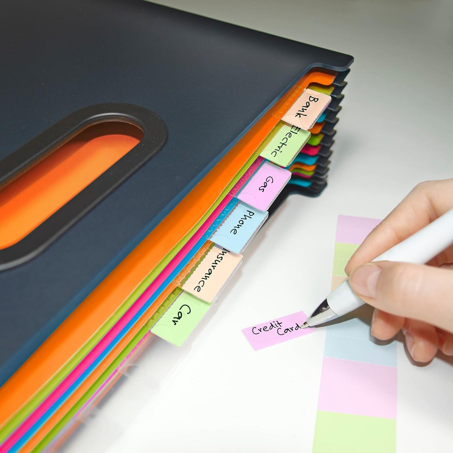Rapesco 1729 SupaFile Twin Pack A4 13-Part Landscape Desktop Expanding File with Multi-Coloured Dividers, Black