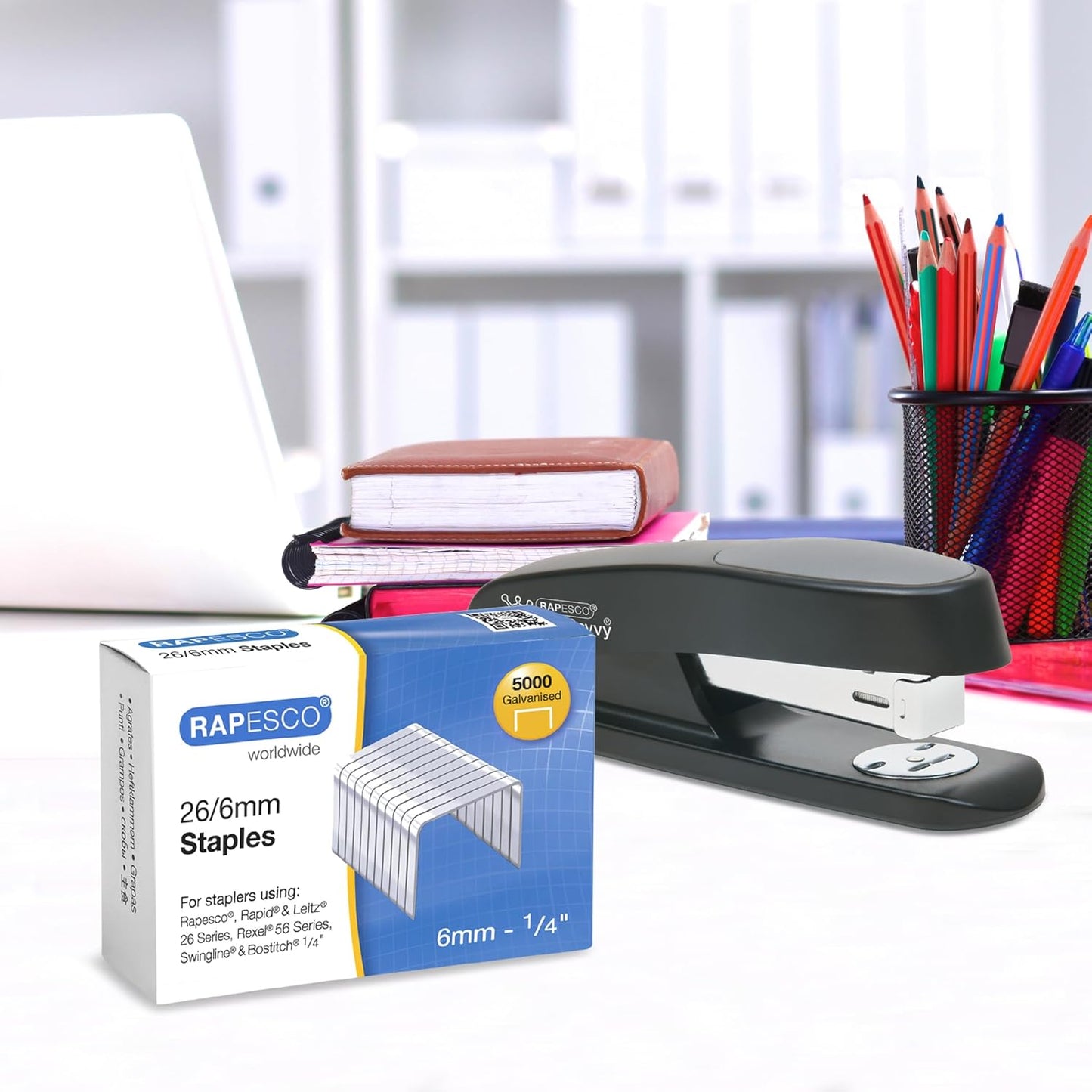 Rapesco 1736 Business Pack: 24/6mm (No.16) Galvanised Staples, 6 Boxes of 5000