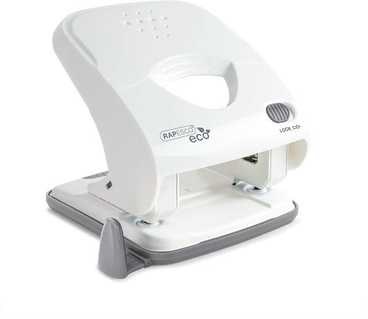 Rapesco 1526 ECO X5-40ps Less Effort 2-Hole Punch, 40 Sheet Capacity, Soft White