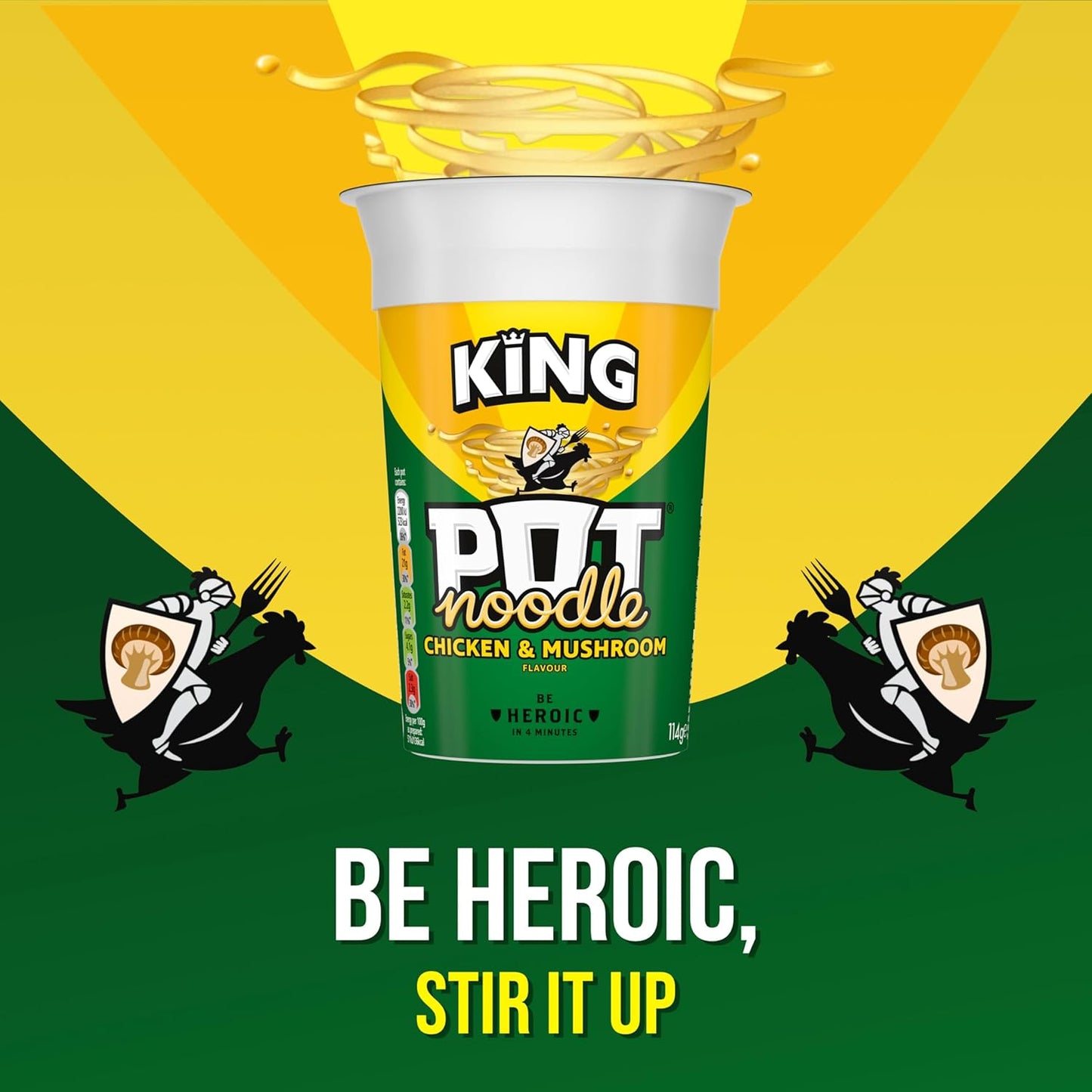 Pot Noodle Chicken & Mushroom King Pot Noodle instant vegetarian snack quick to make noodles 12x 114 g