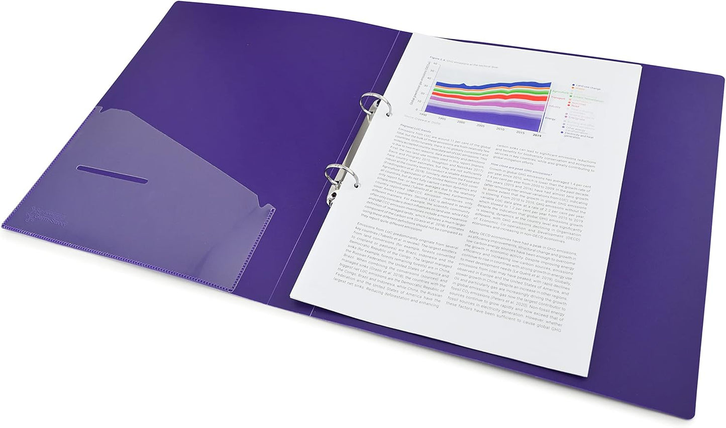 Rapesco 1663 2-Ring Binder with Antibacterial Protection, 35 mm Spine, A4, Purple, Pack of 4