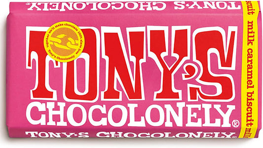 Tony's Chocolonely Milk Caramel Biscuit Chocolate Bar - 180g, Milk Chocolate, Gift, Vegetarian - Belgian Fairtrade Chocolate