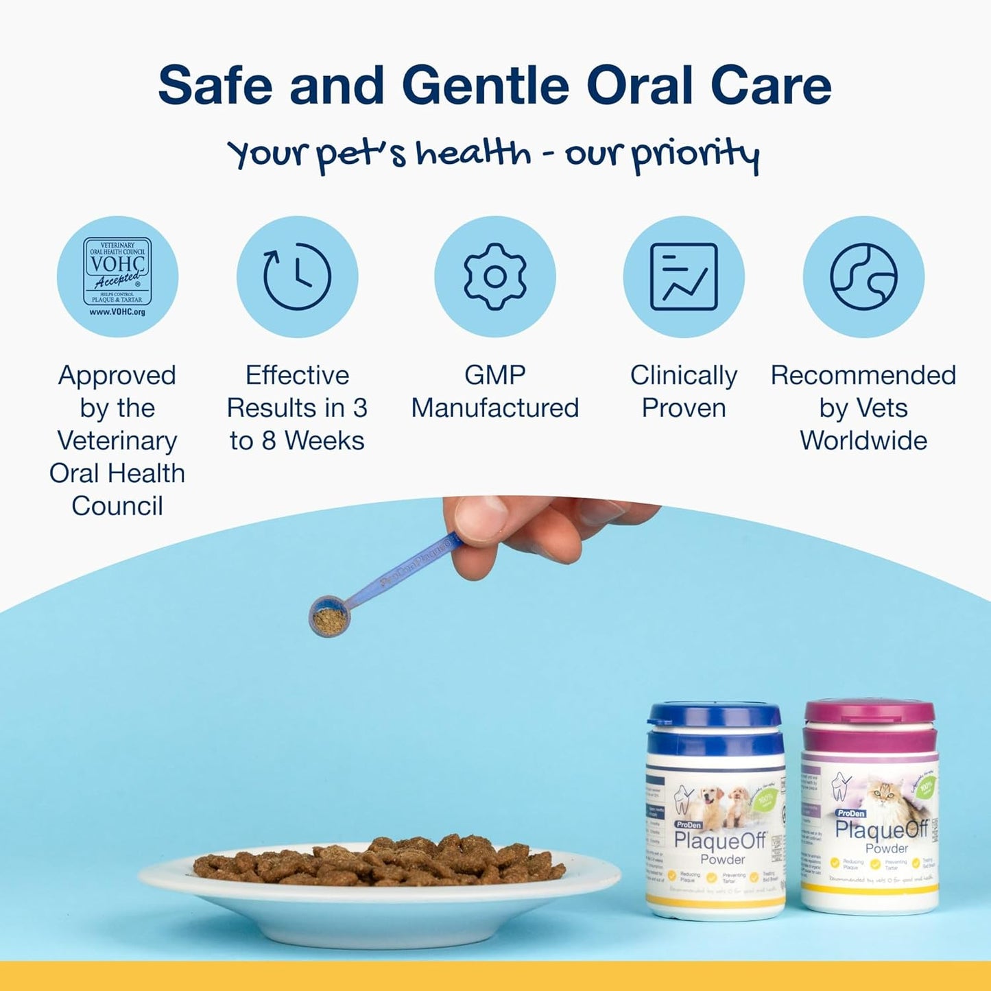 ProDen PlaqueOff Powder for Dogs & Cats, Tartar & Bad Breath Remover 100% Natural Teeth Cleaner and Plaque Remover 60 g