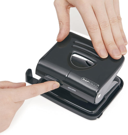 Rapesco 1030 825 2-Hole Metal Punch, 25 Sheet Capacity, Black