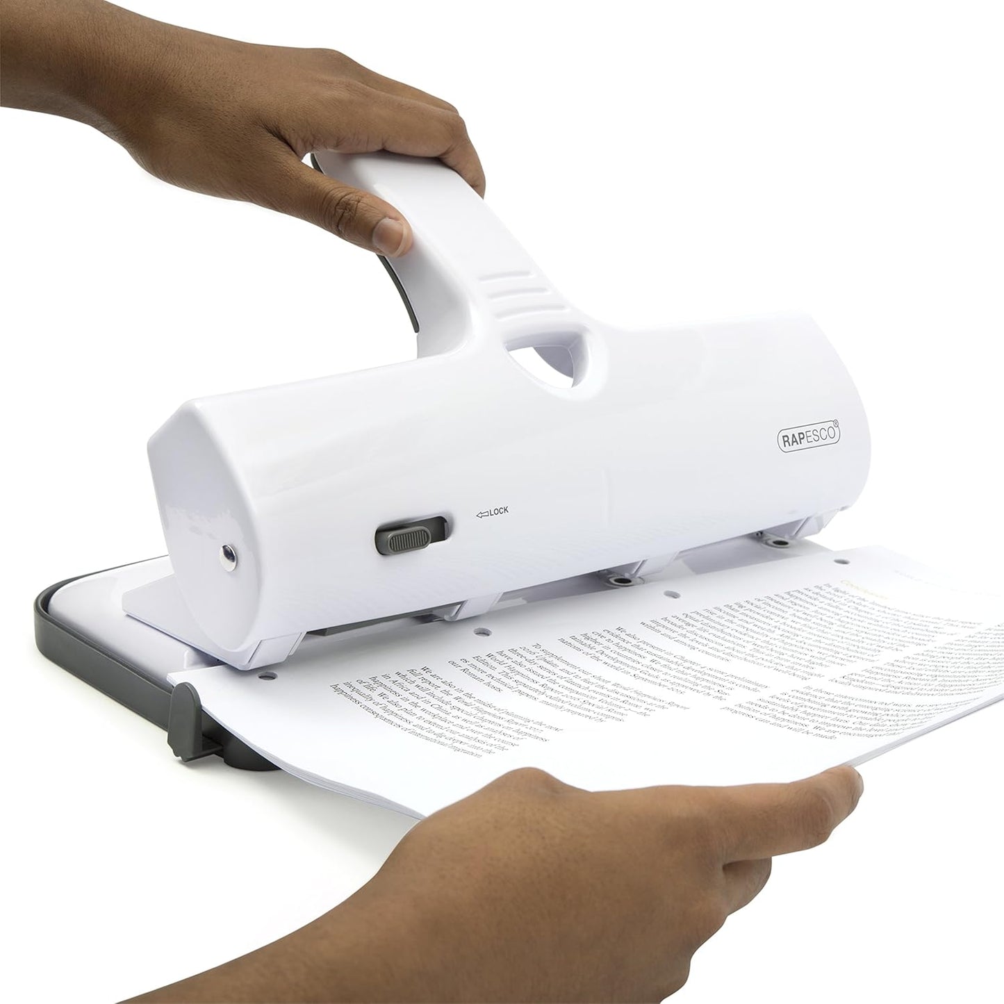 Rapesco 1324 Heavy Duty ALU 40 Metal 4-Hole Punch, 40 Sheet Capacity, White
