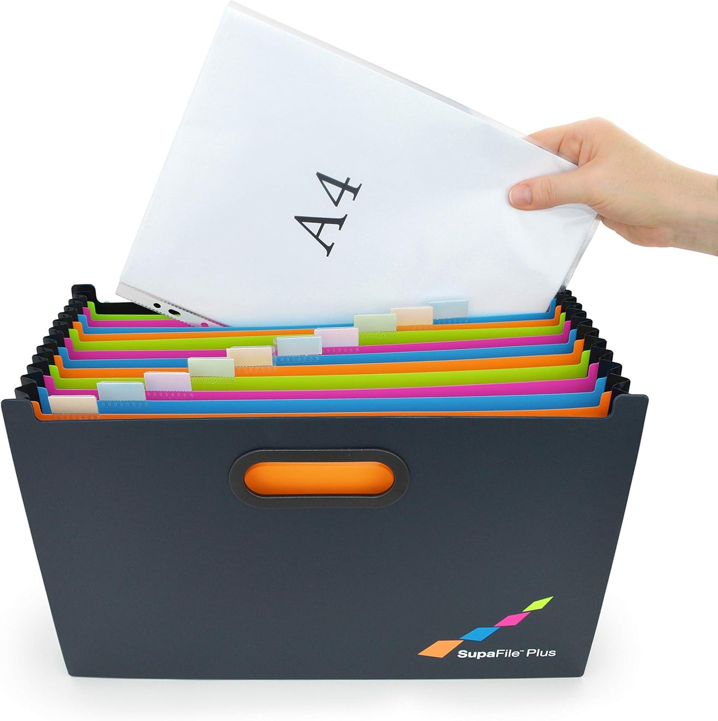 Rapesco 1489 Germ-Savvy Antibacterial, SupaFile A4 13-Part Landscape Desktop Expanding File with Multi-Coloured Dividers