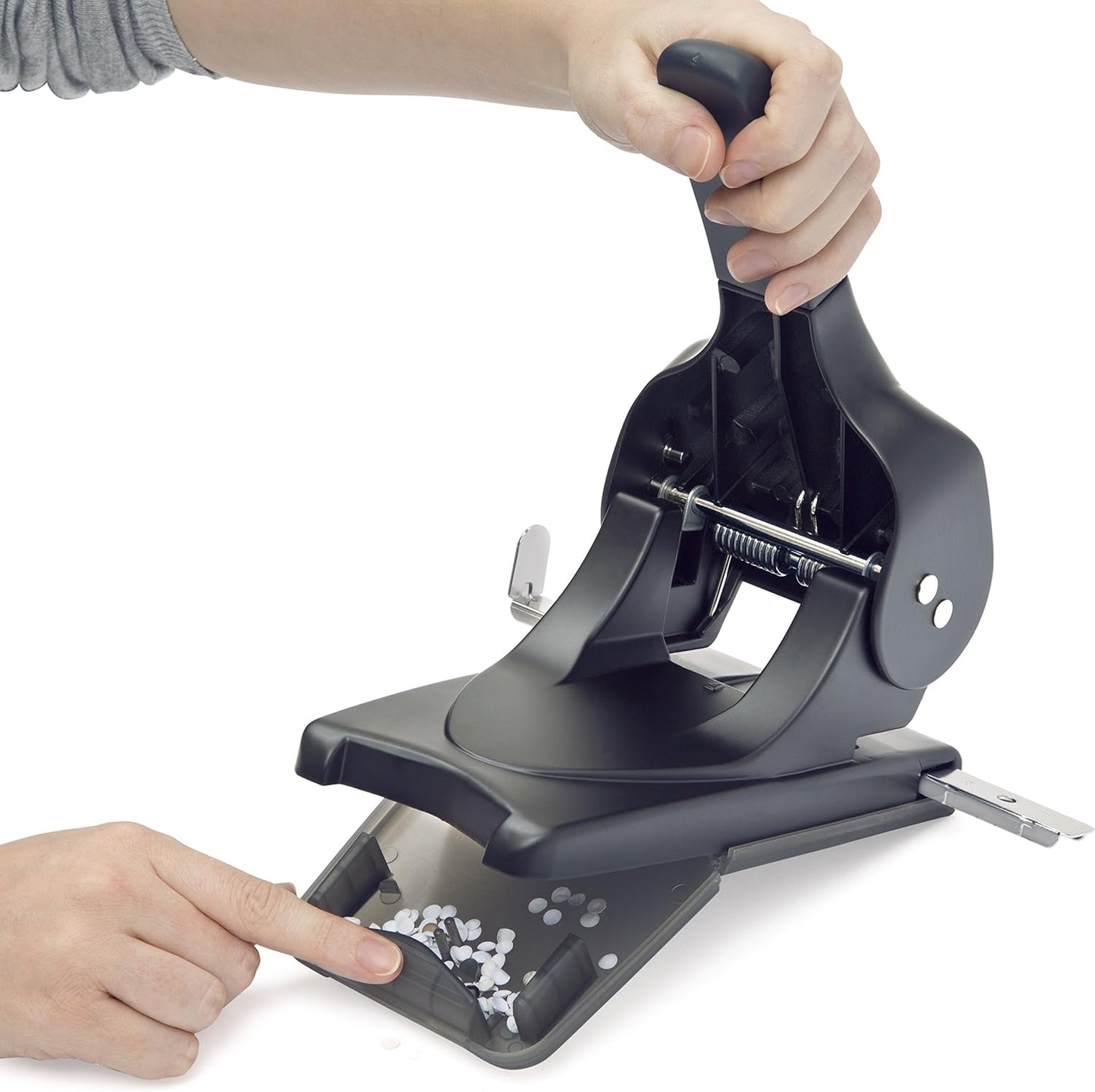 Rapesco 1015 Heavy Duty ALU 65 Metal 2-Hole Punch, 65 Sheet Capacity, Black