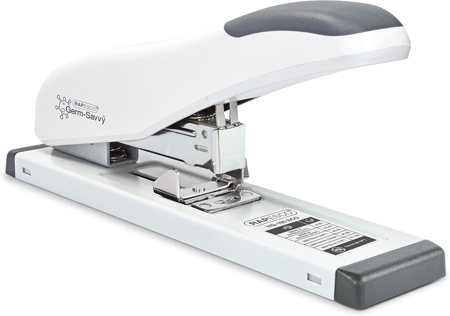 Rapesco 1386 ECO HD-100 Heavy Duty Stapler, 100 Sheet Capacity, Soft White