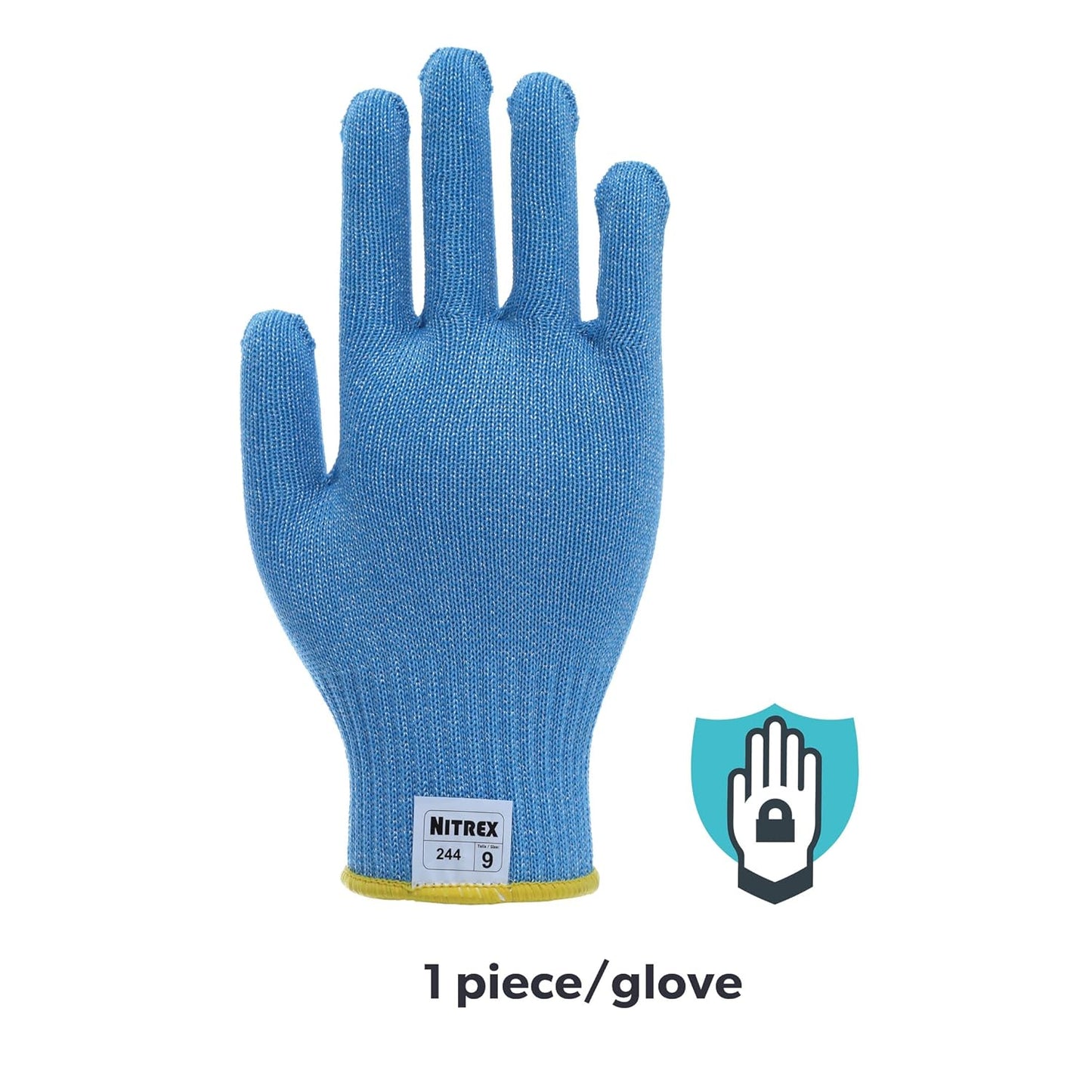 Nitrex 244 Blue Food Approved Gloves, 1 Pair, Size 6 - Uncoated D Rated Cut Resistant Gloves
