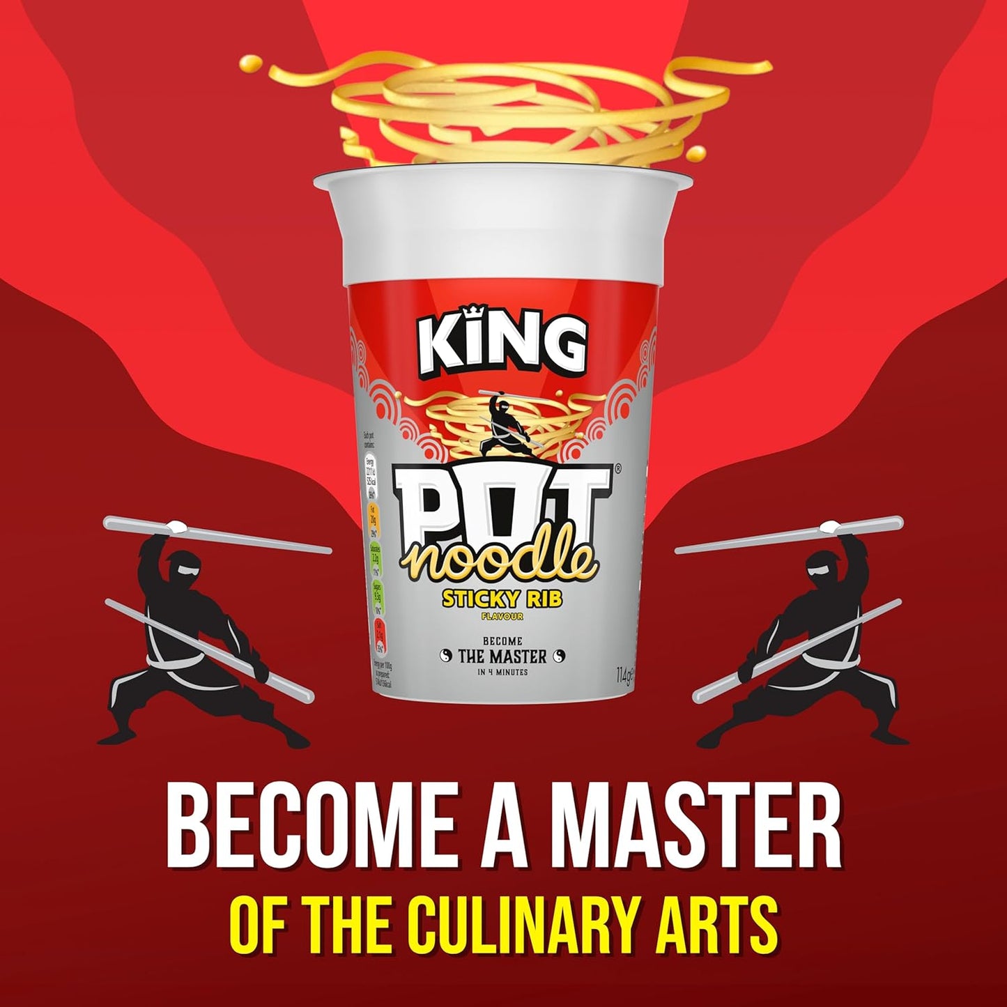 Pot Noodle Sticky Rib King Pot instant vegan* snack quick to make noodles 12x 114 g