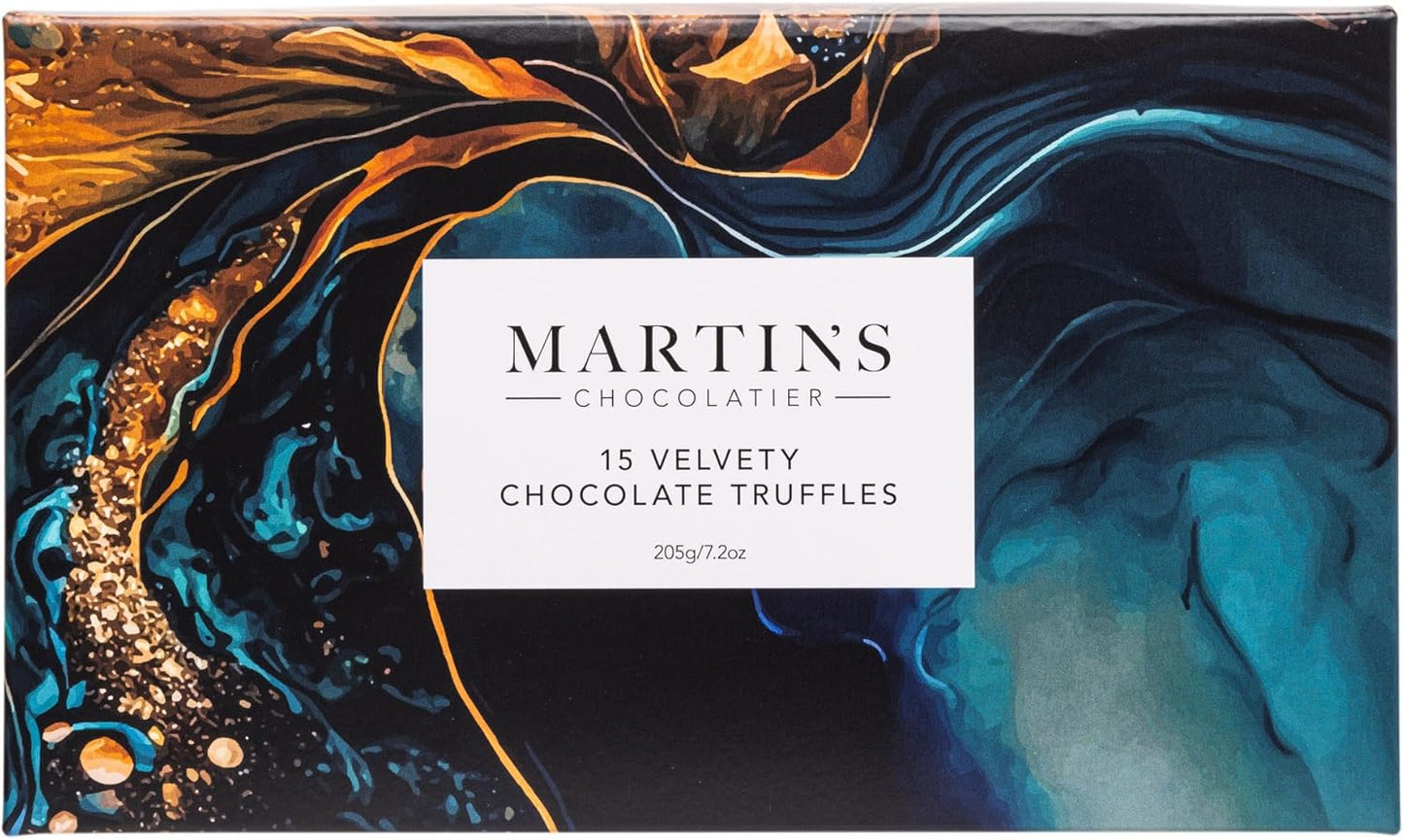 Martin’s Chocolatier Velvety Chocolate Truffle Collection | 15 Luxury Chocolates Gift Box | Milk, White, Dark Belgian Chocolate Assortment for Christmas, Birthdays, Anniversary & Celebrations (205g)