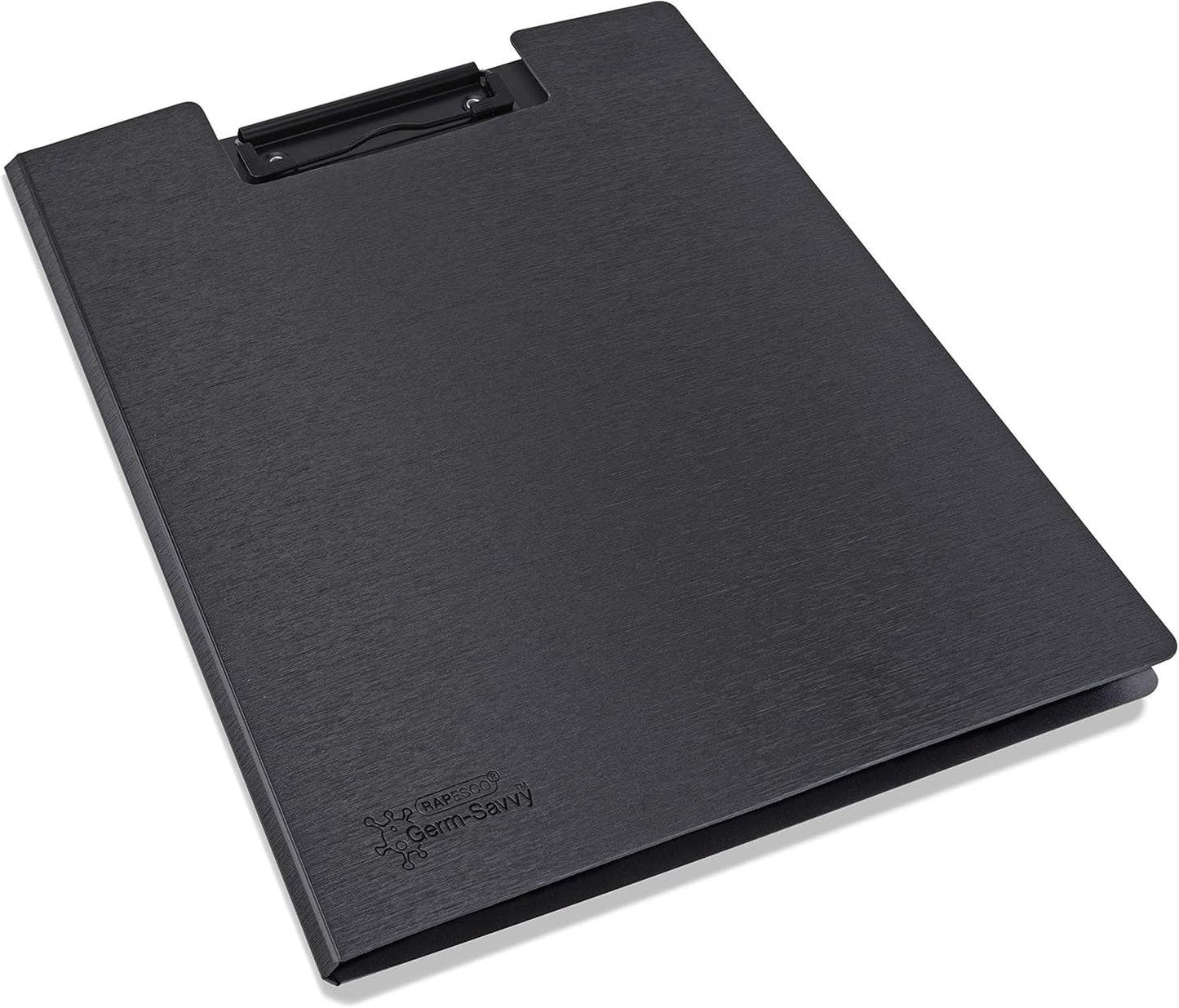 Rapesco 1641 Germ-Savvy Antibacterial A4 Foldover Clipboard, Black, Pack of 4