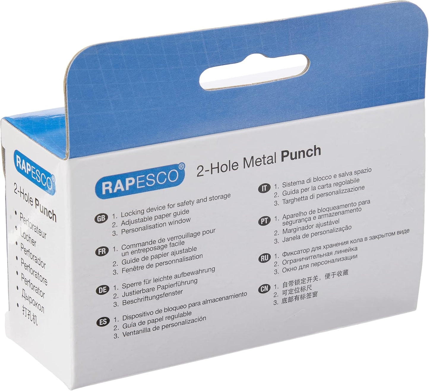 Rapesco BC810PBB 810-P 2 Hole Punch with 12 Sheet Capacity, Blue
