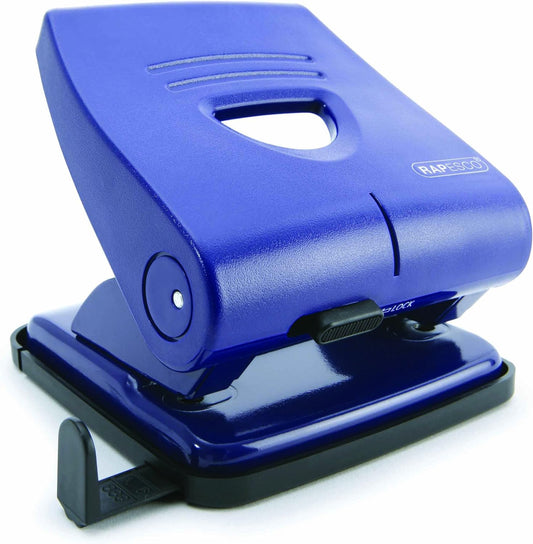 Rapesco PF827PL2 827-P 2-Hole Punch, 30 Sheet Capacity, Blue