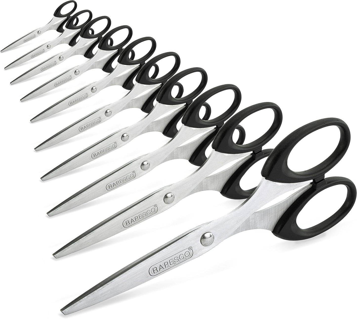 Rapesco 1579 Business Pack: 10 Essential 16cm Stainless-Steel Scissors, Black