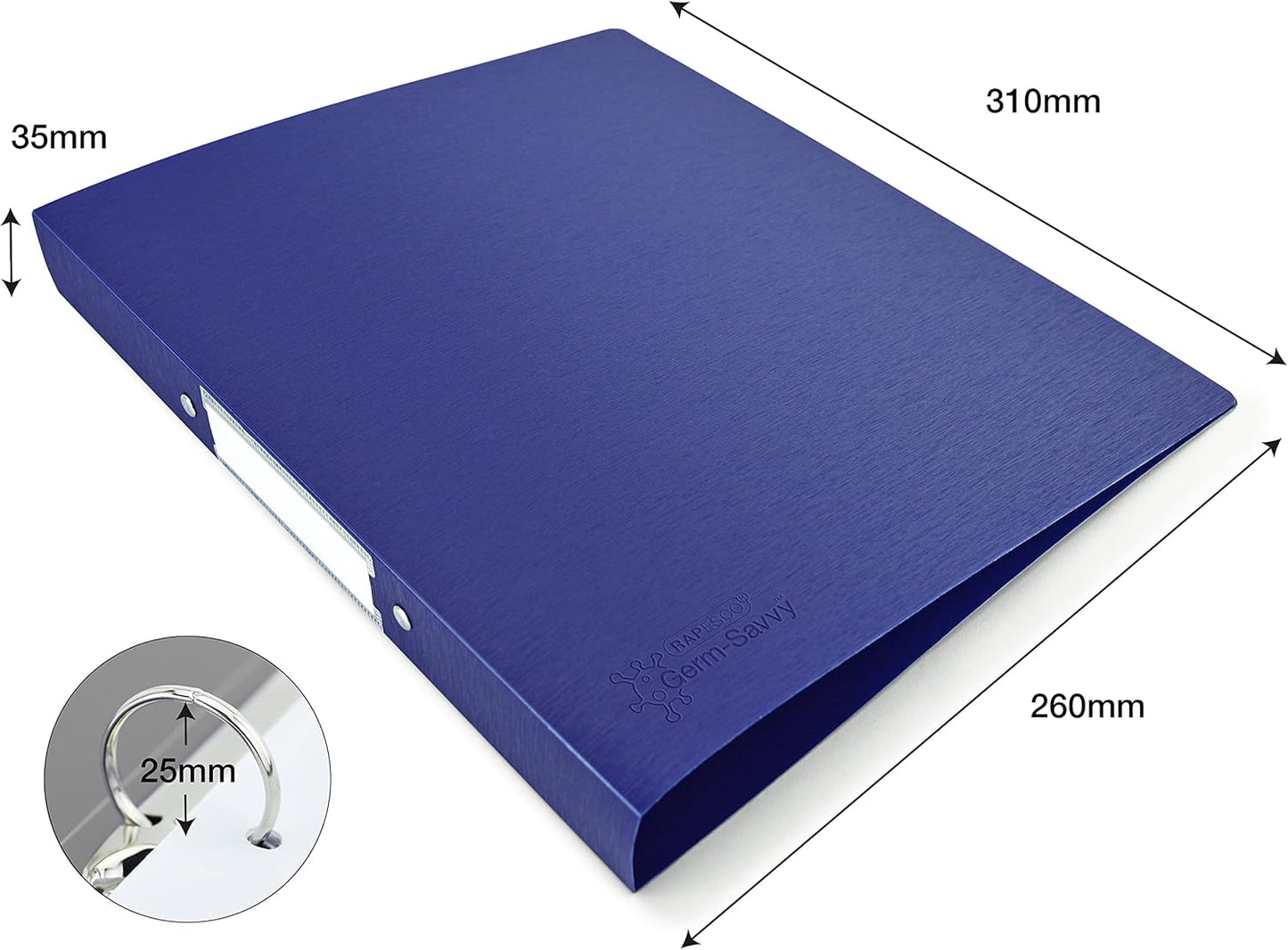 Rapesco 1720 2-Ring Binder with Antibacterial Protection, 35 mm Spine, A4, Assorted Colours, Pack of 10