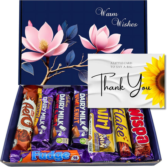 Chocolate Gift Box - 8 Full Sized Bars - Perfect Letterbox Gift Hamper - For Kids, Friends, Colleagues, Teacher, Grand Mother and Father - Him and Her (Thank You)