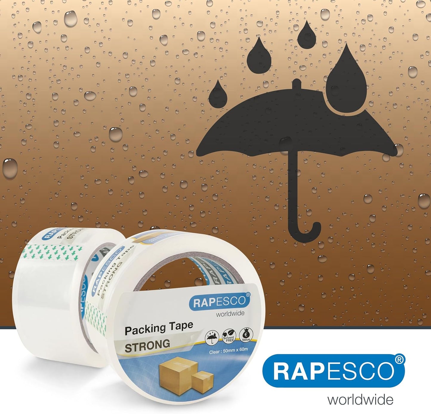 Rapesco 1744 Business Pack: 48 Strong Packing Tape Rolls, 50mm x 60m, Clear