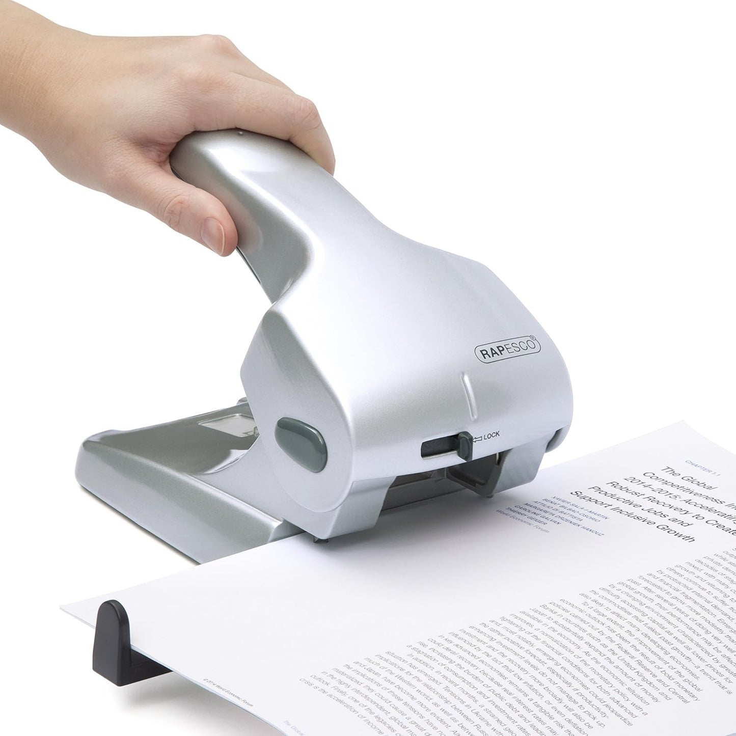 Rapesco 0732 High-Capacity Zero-65 Metal 2-Hole Punch, 65 Sheet Capacity, Silver