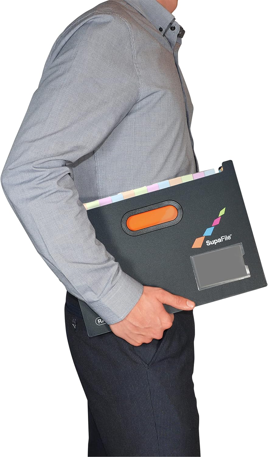 Rapesco 1729 SupaFile Twin Pack A4 13-Part Landscape Desktop Expanding File with Multi-Coloured Dividers, Black
