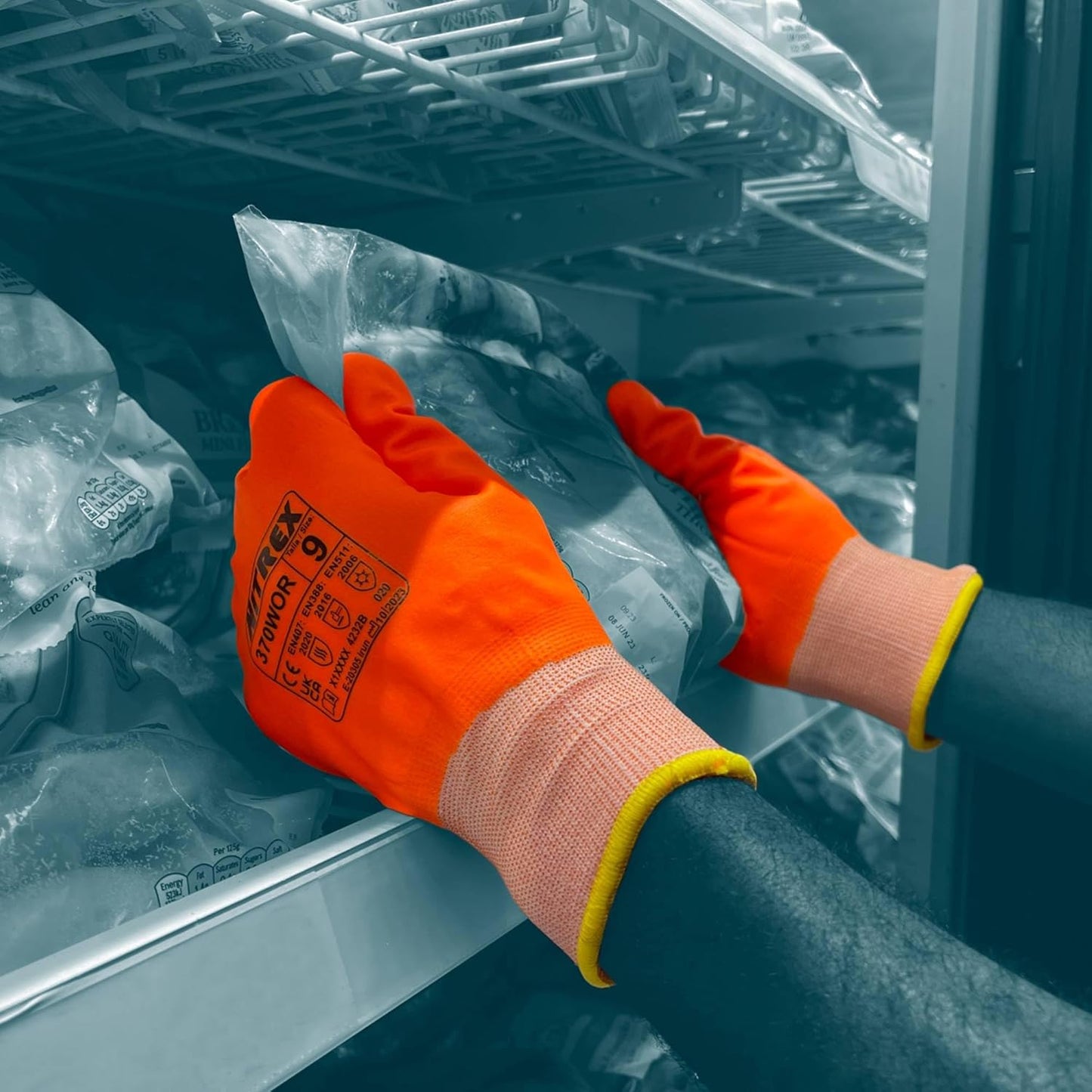 NITREX 370WOR Thermal Work Gloves, Wet and Dry Grip, High Visibility, Maximum Abrasion Resistance, Cut Protection Level B, Orange, Size 11
