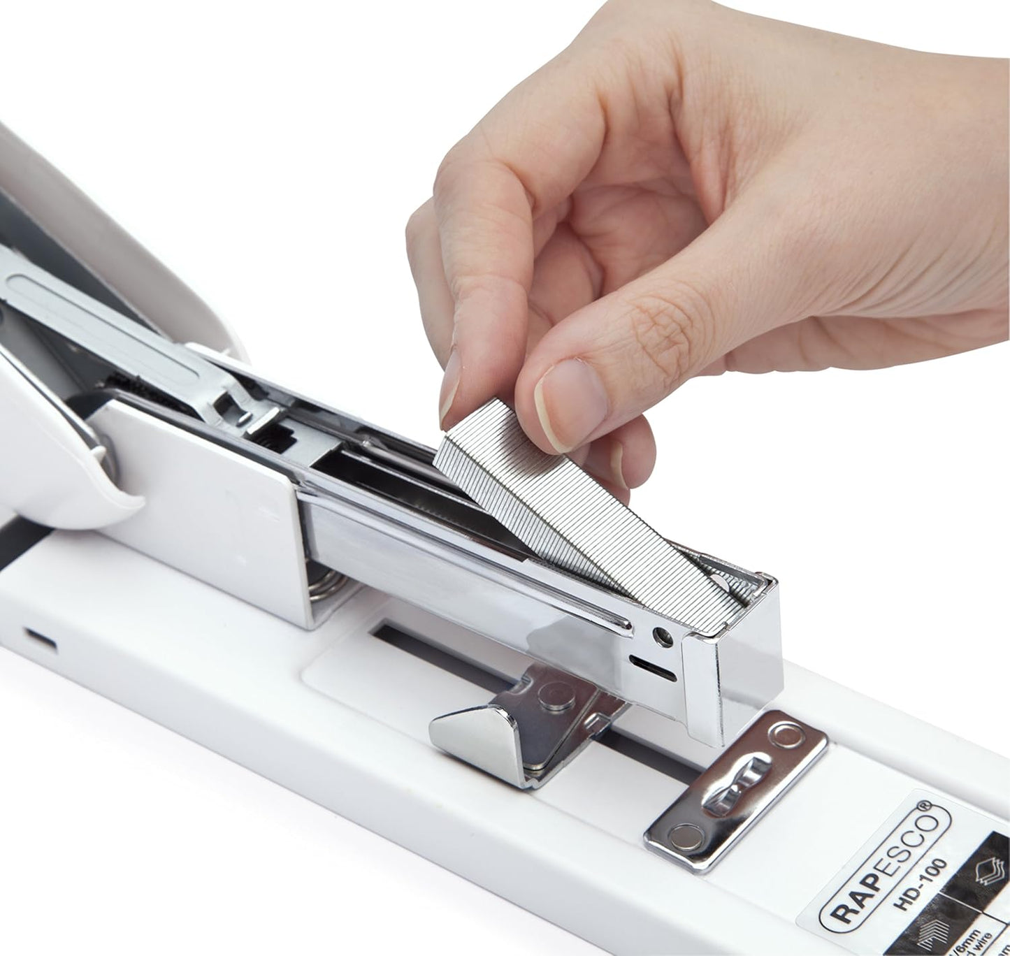 Rapesco 1391 ECO HD-100 Heavy-Duty Stapler with 2000 Type 923/10mm Staples, 100 Sheet Capacity, Soft White
